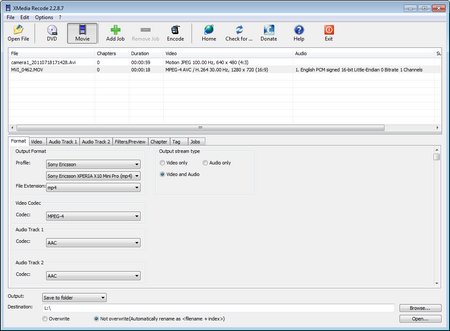 combining files xmedia recode