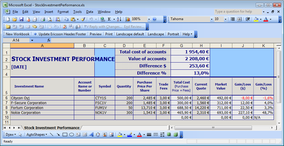 Simple Stock Portfolio Management, by Excel Guidance (archived)